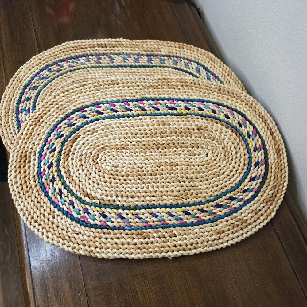 Set 4 VTG Braided Oval Placemats 11.5x17.5 Farmhouse Country Cottage Woven Boho